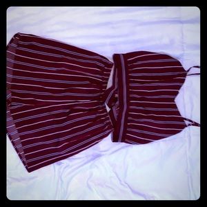 two piece burgundy striped set